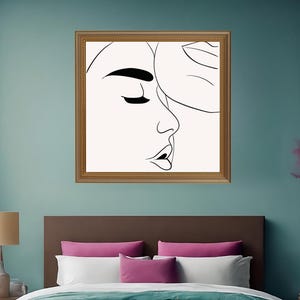 Sensuele lijntekening man en vrouw, kunst voor koppels, abstracte kunst, eenvoudig, afdrukbaar, digitale download, zwart-wit
