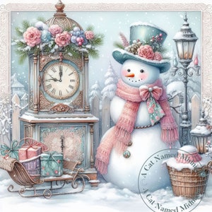 Bonhomme de neige victorien Clipart 11 Noël bonhomme de neige Clip Art Noël aquarelle Clipart Bundle Images de cartes de Noël imprimables en téléchargement numérique