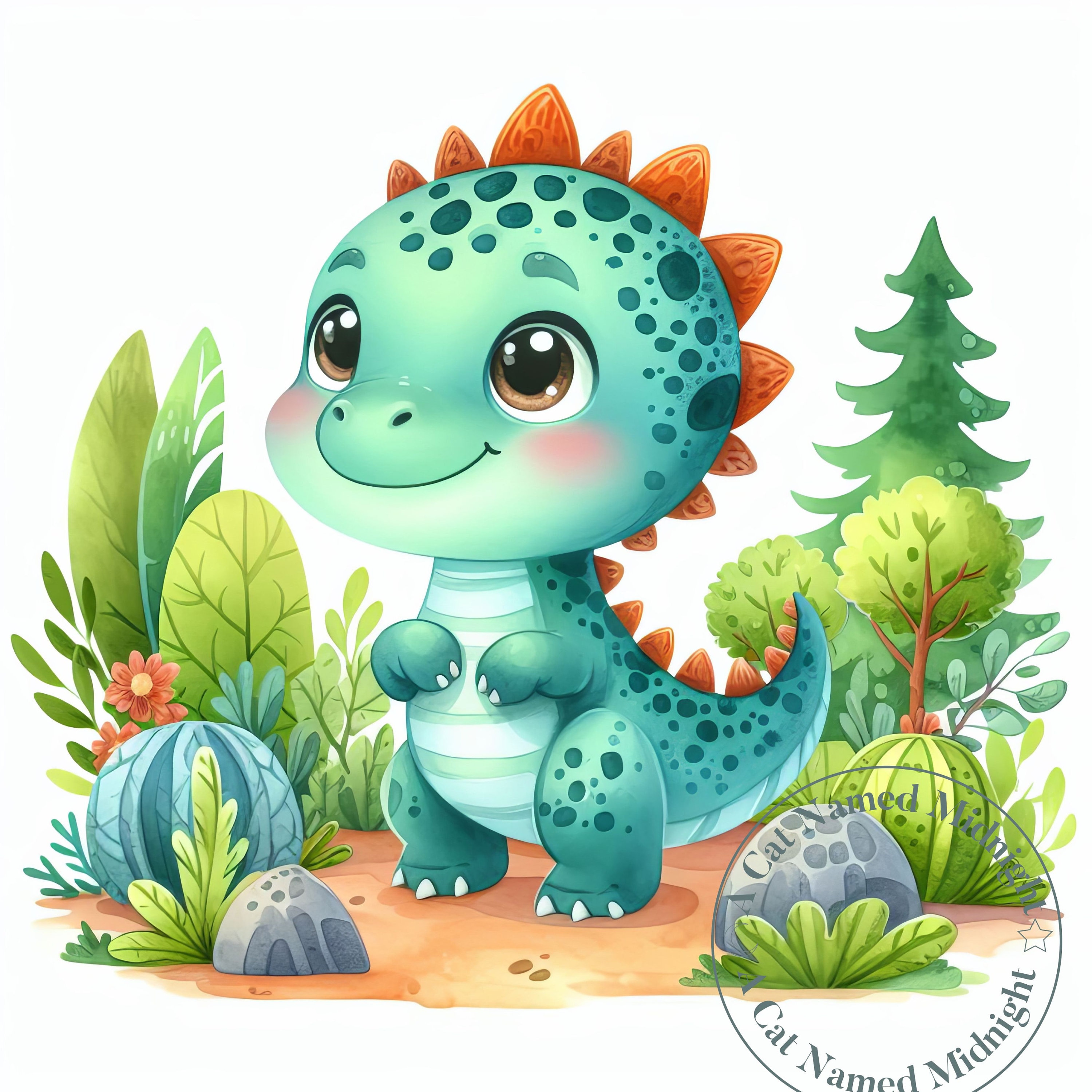 Cute Baby Dinosaur Clipart for Kids 14 Jpgs Watercolor Clip Art for