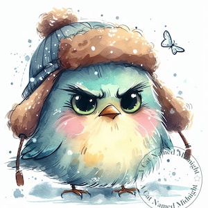 10 Grumpy Funny Bird Clipart JPG Silly Birds Clip Art Bundle Nursery Wall Art Digital Download Images Sweet Cute Birds