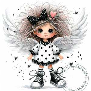 Quirky Girl Angels Clipart 12 High Quality JPG Whimsical Watercolor Clipart Images Nursery Art Bundle Digital Download Printable Funny Girl