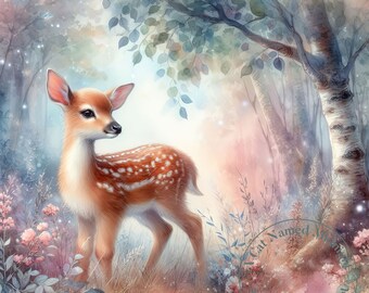 10 枚の水彩画の赤ちゃん鹿のクリップアート かわいい子鹿のクリップ