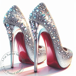 Silver and Crystal High Heels Clipart 15 JPG Watercolor High Heels Clip Art Womens Shoe Images Wedding Bride Prom Quinceanera Downloadable