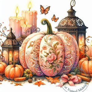 Pumpkins Clipart 12 Images Watercolor Shabby Chic Fall Clip Art Floral ...