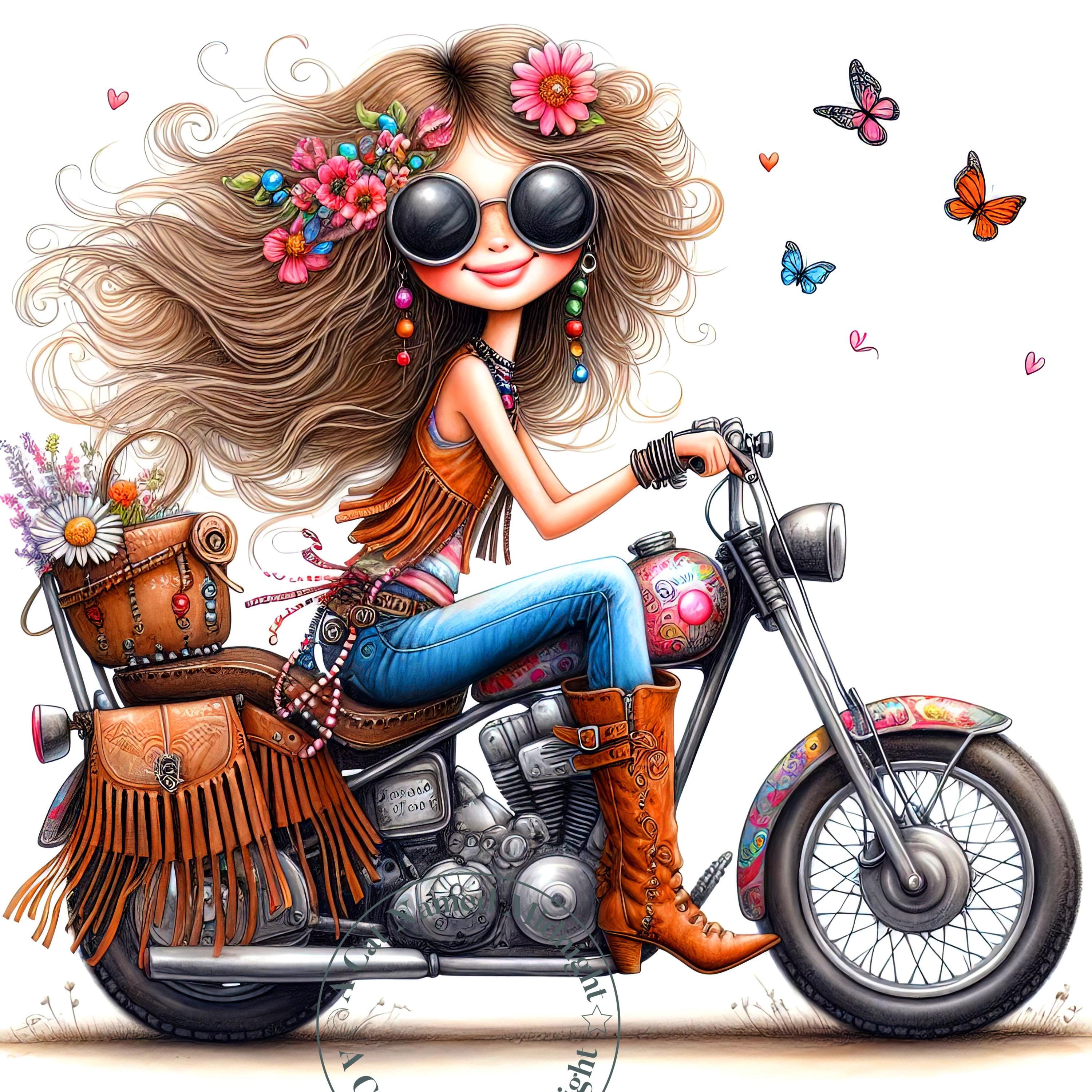 Whimsy Hippy Quirky Hippy Girl Clipart 11 JPG Whimsical Watercolor Clip Art Woman ...