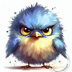 10 Grumpy Birds Clip Art Images Bundle Crazy Birds Whimsical Birds Funny Digital Download  Wall Art