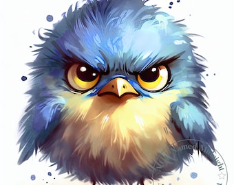 Grumpy Birds Clip Art | Whimsical Birds Funny Clipart 10 JPG Images