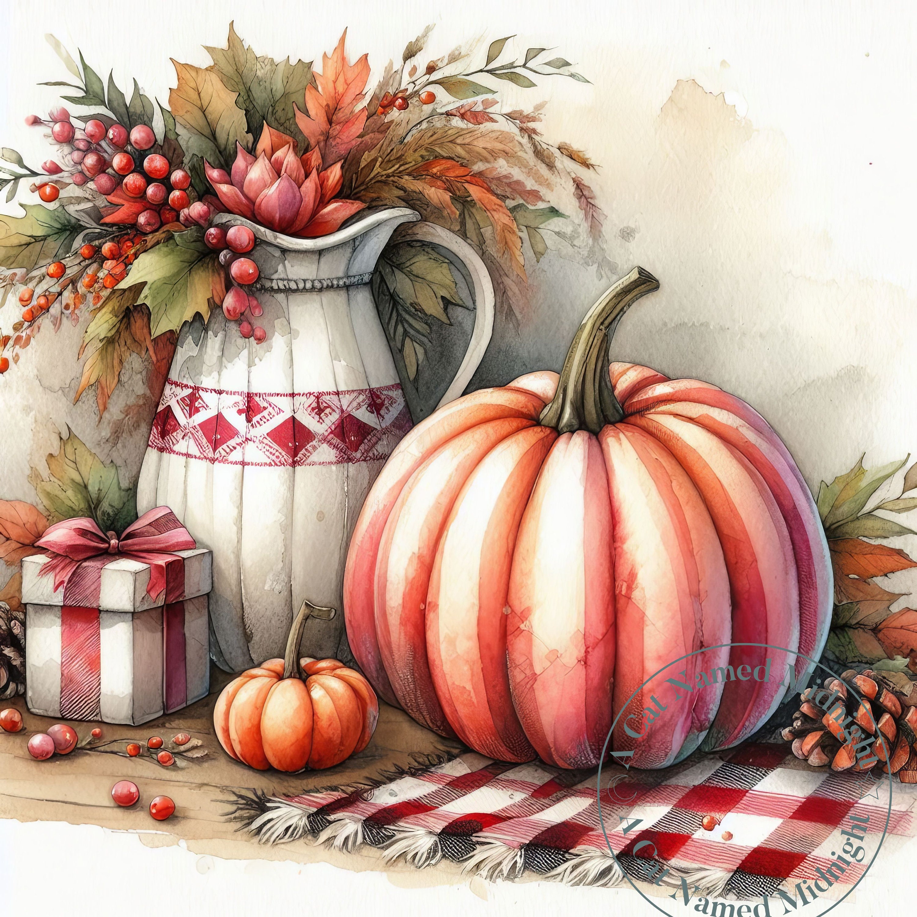 Autumn Clipart 12 Images Watercolor Shabby Chic Pumpkins Fall Clip Art ...