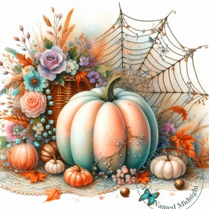 Pumpkins Clipart 12 Images Watercolor Shabby Chic Fall Clip Art Floral ...
