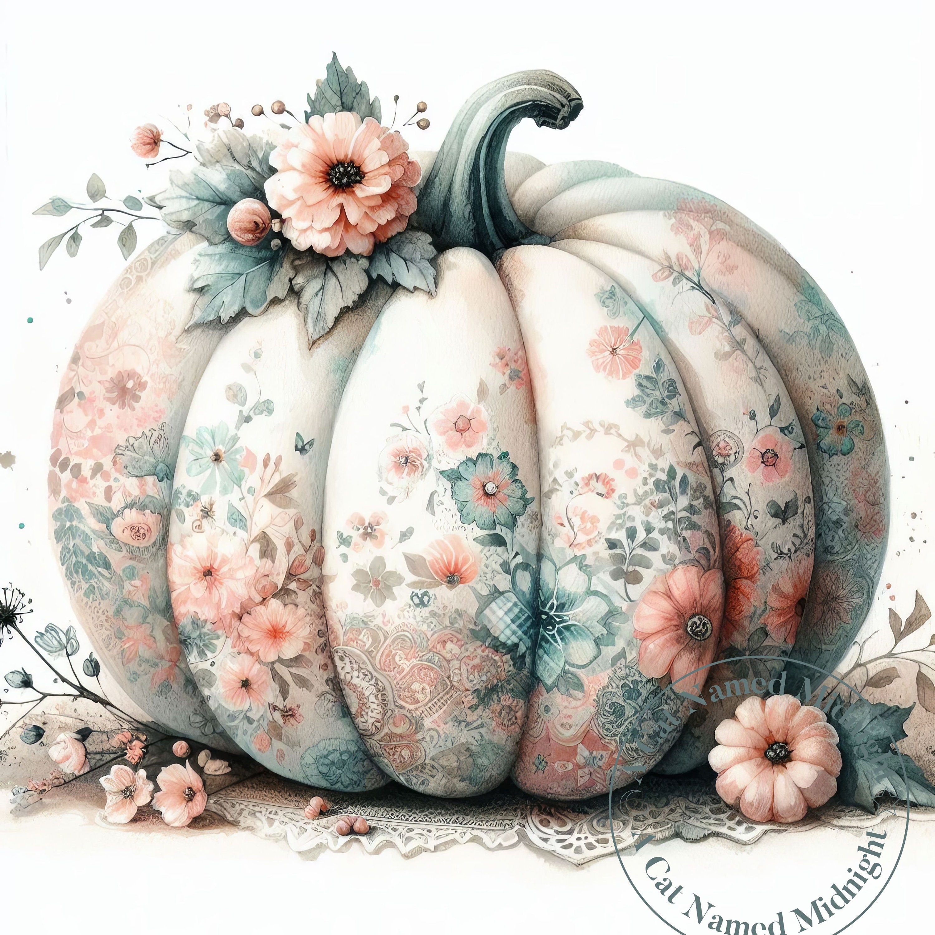 Watercolor Pumpkin Clipart 10 Images Shabby Chic Pumpkins Fall Floral ...