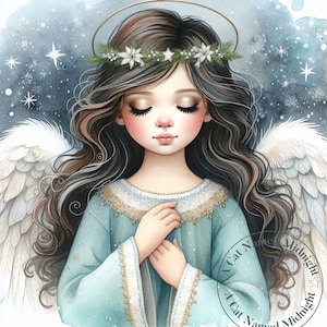 Christmas Angel Clipart 10 JPG Angels Watercolor Clipart Xmas Angels Images Clip Art Digital Download Printable Xmas Card Art