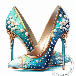 Floral High Heels Clipart Bundle 15 JPG High Heels Clip Art Womens Shoe JPG Images Prom Quinceanera Downloadable Printable