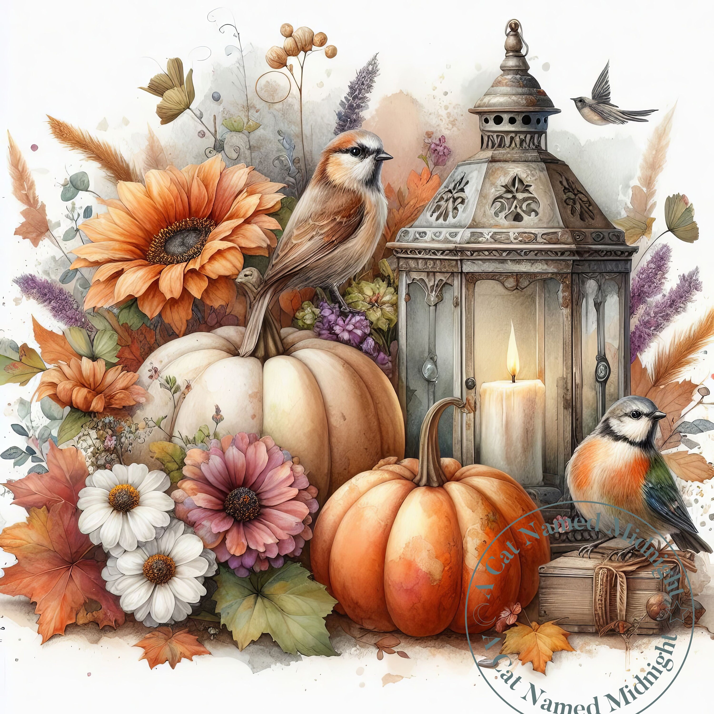 Pumpkins Clipart 12 Images Watercolor Shabby Chic Fall Clip Art Floral ...