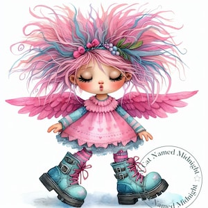 Quirky Girl Angel Clipart 13 High Quality JPGs Whimsical Watercolor Clipart Images Nursery Art Bundle Digital Download Printable Funny Girl