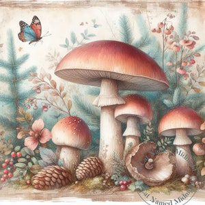 12 Mushroom Clipart Watercolor Garden Clip art Bundle Vintage Downloadable Printable Wall Art Scrapbook Forest Clipart Mushroom Garden