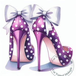 Purple High Heels Clipart 10 High Quality JPG Purple Polka Dot High Heels Clip Art Womens Shoe Images Prom Downloadable Printable