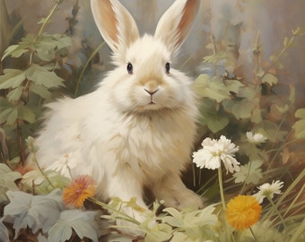 Bunny in Flower Garden Clipart Images Rabbit in Garden Clip Art Bundle Bunny Rabbit Digital Download Images