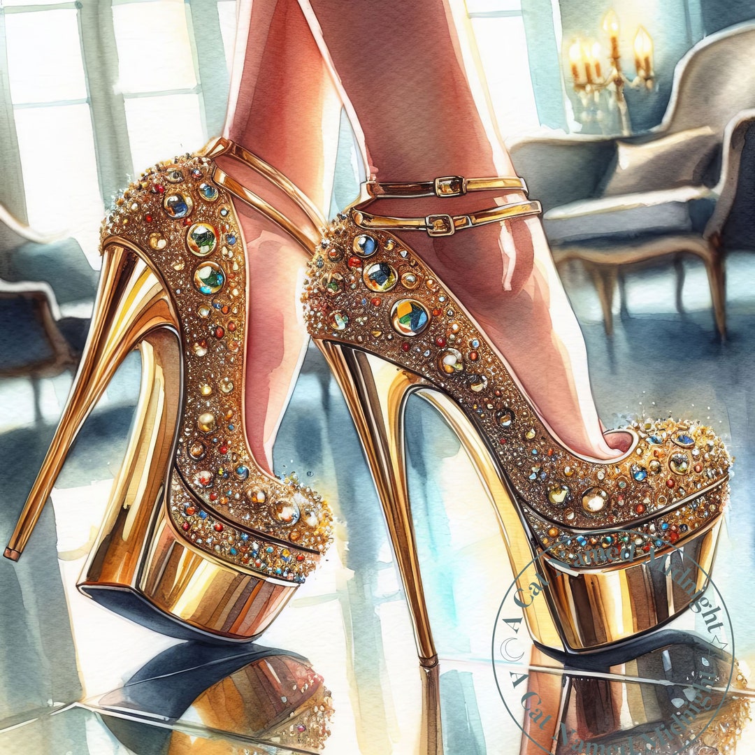8 Gold High Heels Clipart Bundle Aquarell Gold Plattform High Heels Clip  Art Damen Schuh Bilder Hochzeit herunterladbare druckbare - Etsy Österreich, image size:1080x1080