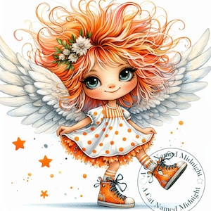 Quirky Girl Angels Clipart 11 High Quality JPGs Whimsical Watercolor Clipart Images Nursery Art Digital Download Printable Bundle Funny Girl