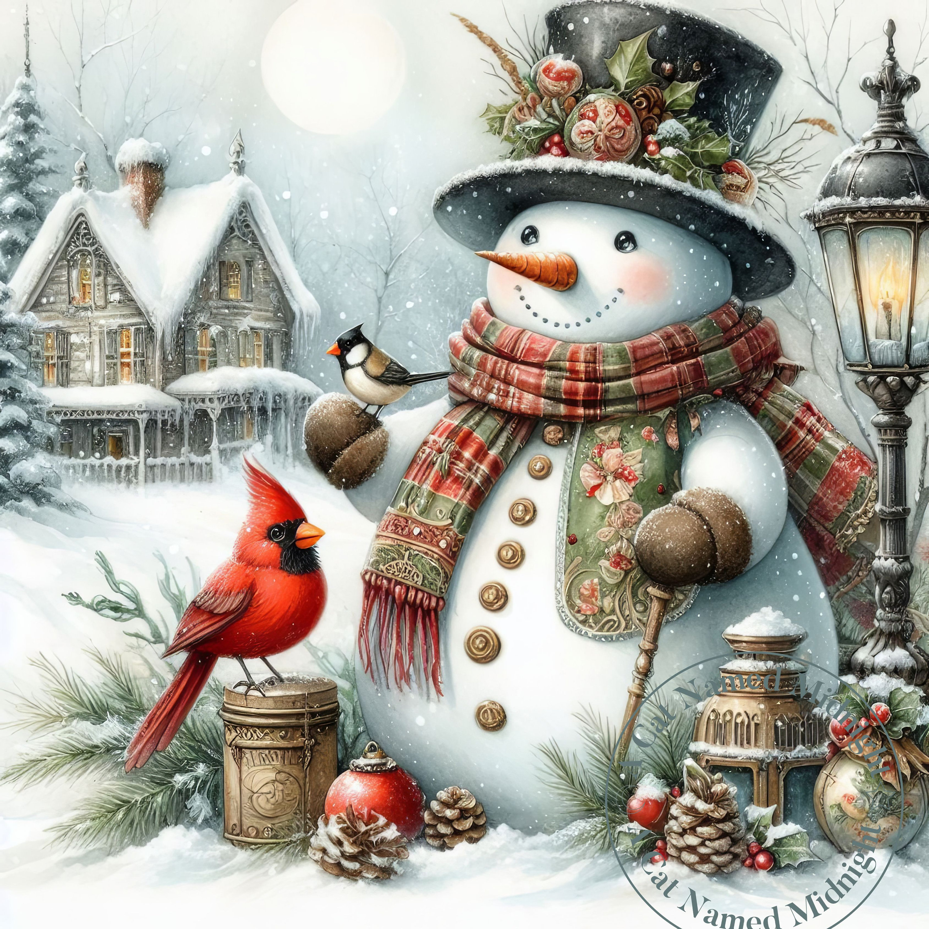 Weihnachtskarten-Set Mit Schneemann & Kardinal – 18 Karten Inkl. Umschlägen, Rot Bedruckt, Festlicher Gruß