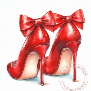 10 Red High Heels Clip Art Watercolor High Heels Clipart Bundle Womens Shoe Images Prom Quinceanera Downloadable Printable