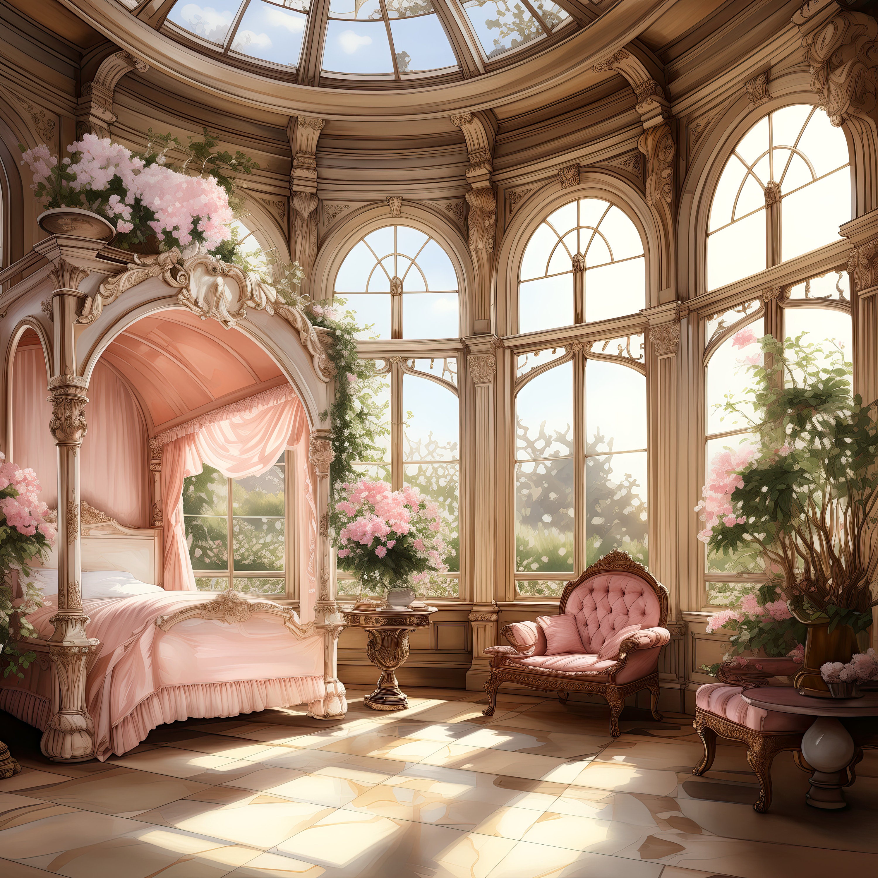 Watercolor Princess Bedroom Clipart Bundle Shabby Chic Vintage Clip Art ...