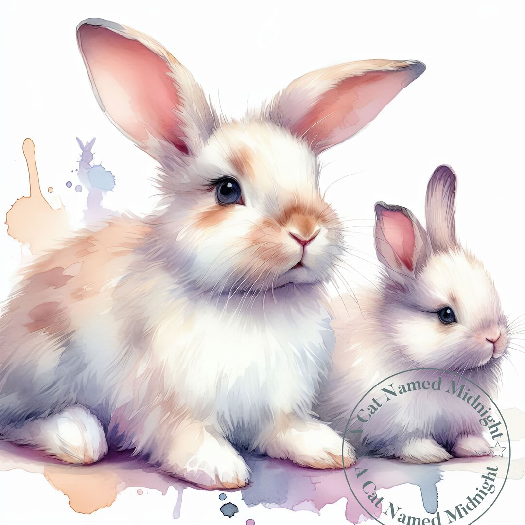 水彩壁絵watercolor“The Chilling Bunny Bunny” 水彩壁絵watercolor“The Chilling Bunny Bunny