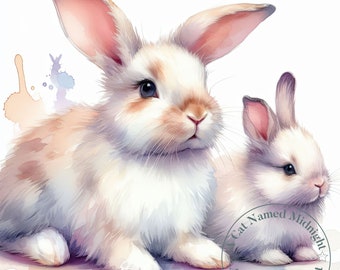 水彩壁絵watercolor“The Chilling Bunny Bunny” 水彩壁絵watercolor“The Chilling Bunny Bunny”