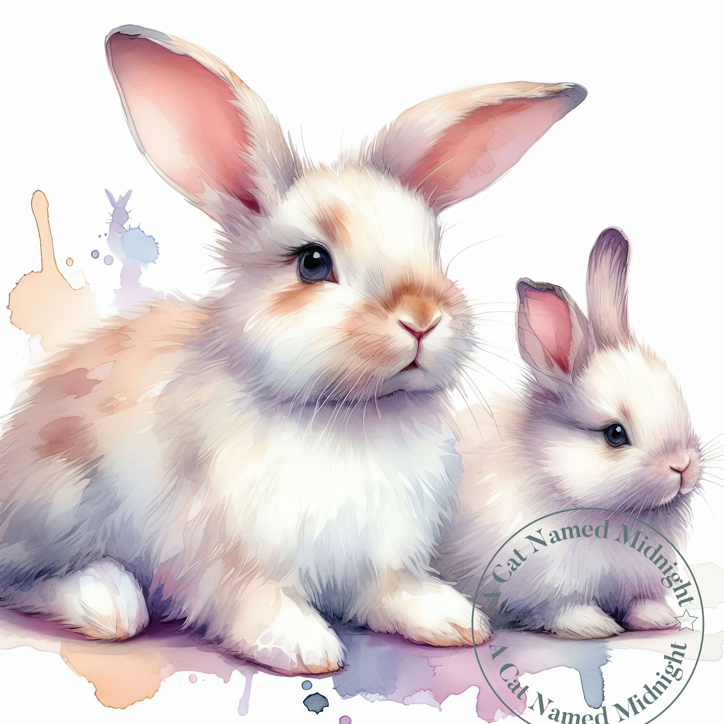 水彩壁絵watercolor“The Chilling Bunny Bunny” 🐣 🎥Ver.2 #art #watercolor #watercolorpainting #水彩画