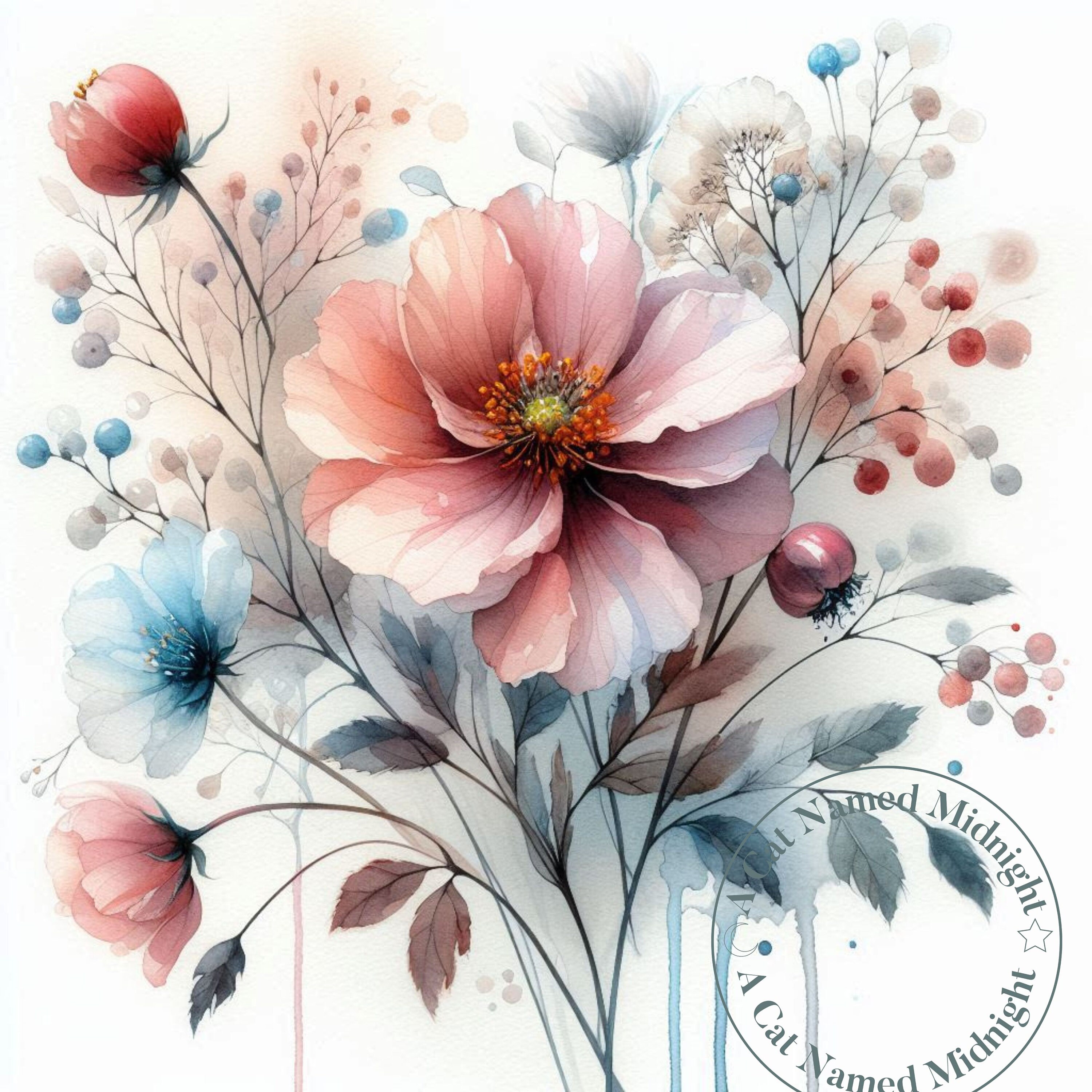 Watercolour Wild Roses Watercolor Wild Rose Clipart 13 JPG Images - Etsy