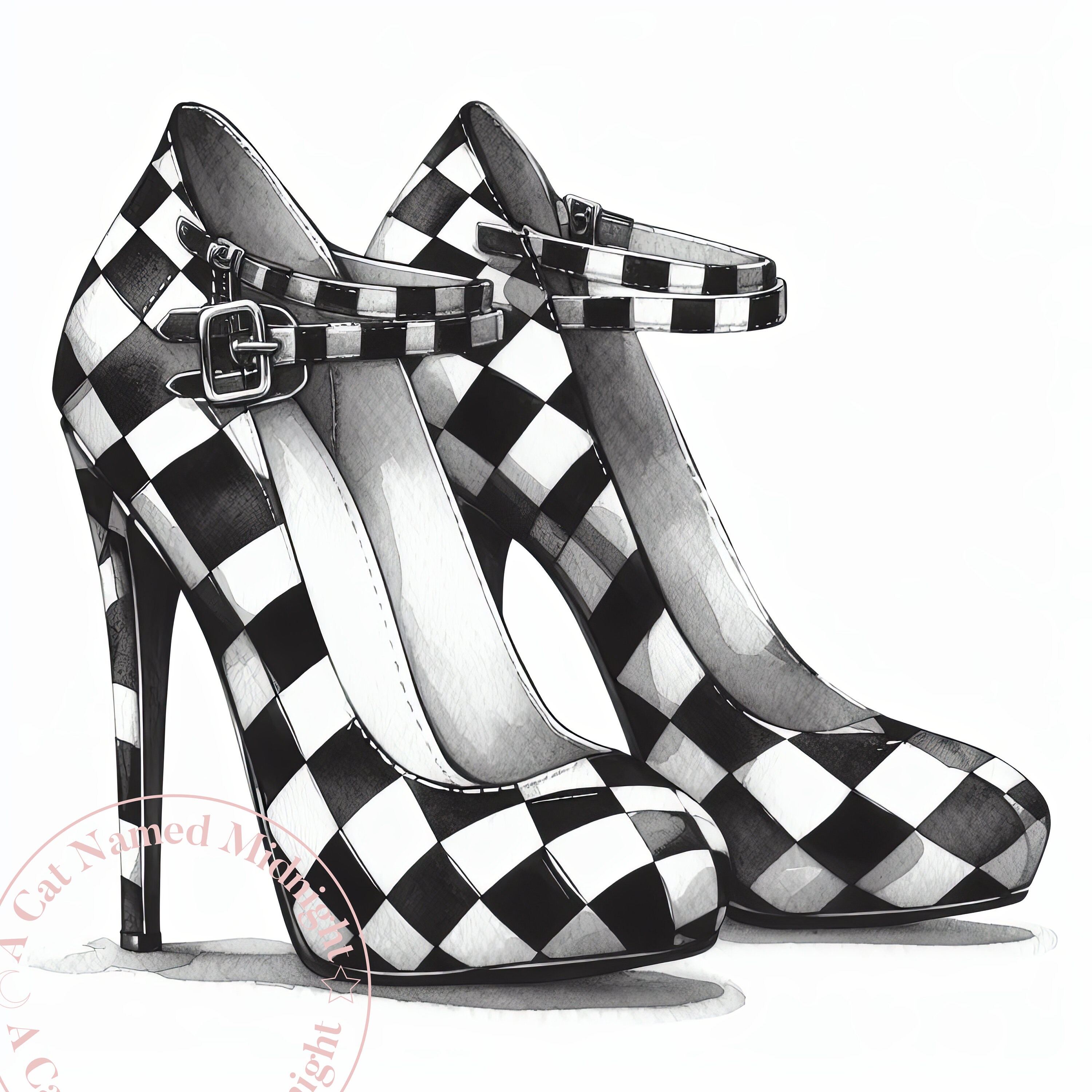10 枚の白黒チェック柄ハイヒール クリップアート バンドル 水彩ハイヒール クリップアート レディース シューズ 画像 結婚式 ブライダル プロム  ダウンロード可能 - Etsy 日本, image size:3000x3000
