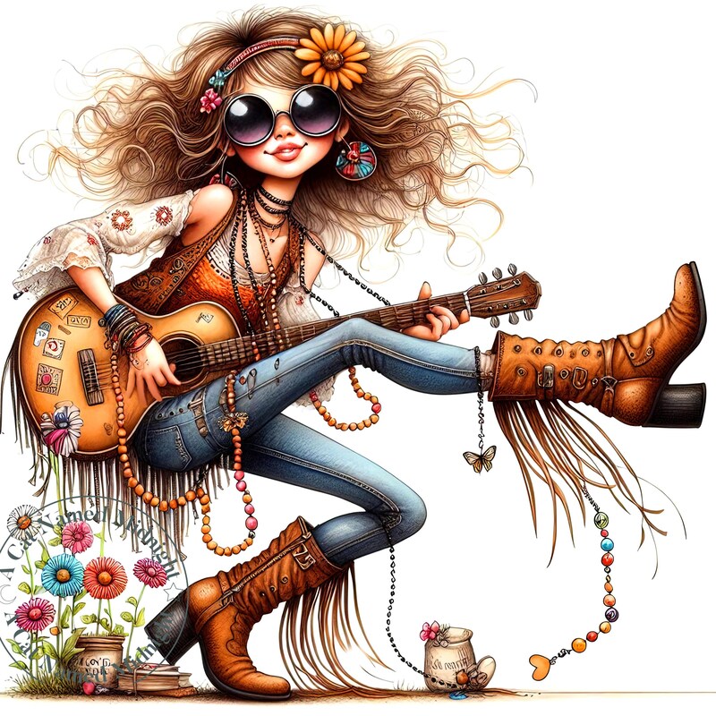 Whimsy Hippy Whimsical Hippie Clipart - Etsy