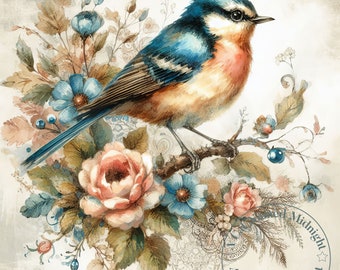 Vintage Vögel Clipart 12 JPG Bilder Aquarell Vogel Muster Clip Art
