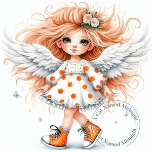 Quirky Girl Angels Clipart 10 High Quality JPGs Whimsical Watercolor Clipart Images Nursery Art Digital Download Printable Bundle Funny Girl