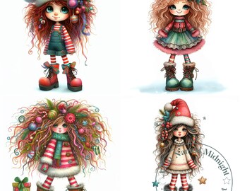 風変わりなクリスマスガールクリップアート 12 JPG 気まぐれな女の子の