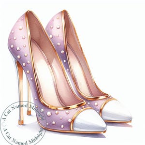 Lavender High Heels Clipart 10 JPG Lavender, Gold and White Stilettos Clip Art Womens Shoe Images Wedding Bridal Bridesmaid Downloadable