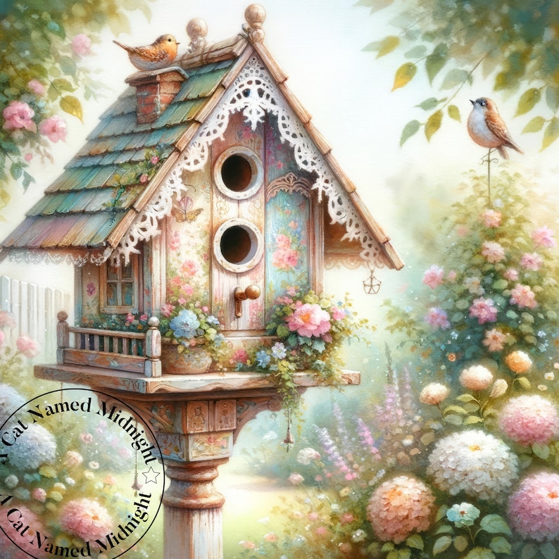 Shabby Chic Bird Houses Clipart 10 Images Watercolor Birdhouse Clip Art ...