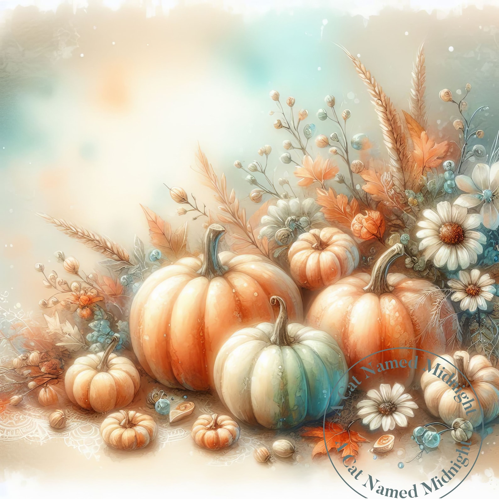 Pumpkins Clipart 10 Images Watercolor Shabby Chic Fall Clip Art Floral ...