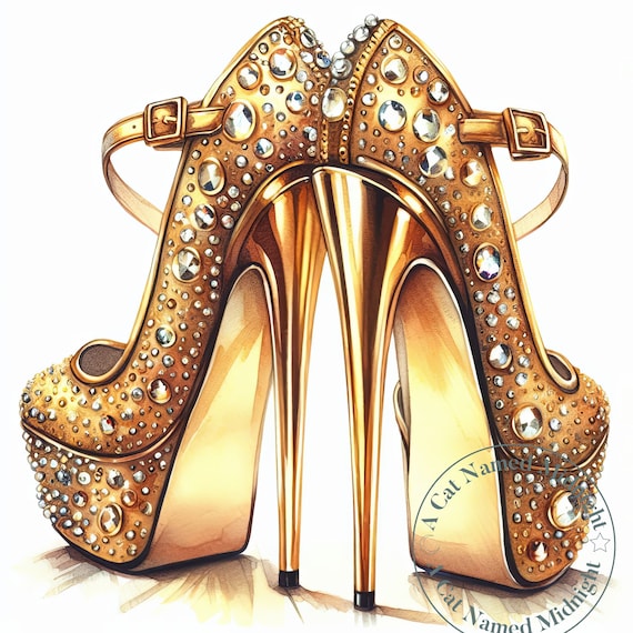 Gold High Heels Clipart Bundle 10 Watercolor Gold High Heels Clip Art Womens  Shoe Images Wedding Bridal Bridesmaid Downloadable Printable - Etsy