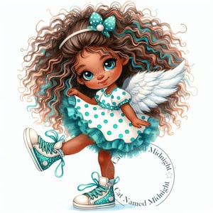 Quirky Girl Angels Clipart 9 High Quality JPGs Black Girl Watercolor Clipart Images Nursery Art Bundle Digital Download Printable Funny Girl