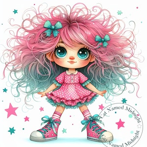 Quirky Girls Clipart 16 High Quality JPG Images Cute Little Girls in Polka Dots Clipart Images Nursery Art Bundle Digital Downloadabe