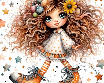 Quirky Girls Clipart 9 High Quality JPG Images Cute Little Girl Clipart Images Nursery Art Bundle Digital Download Printable Art