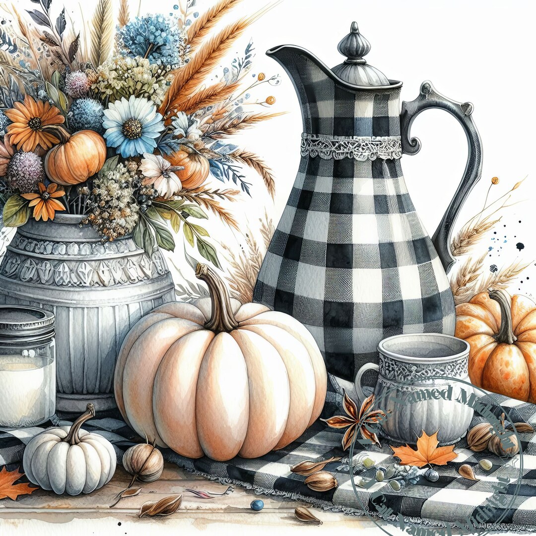 Pumpkin Clipart 12 Images Watercolor Shabby Chic Fall Clip Art Floral ...