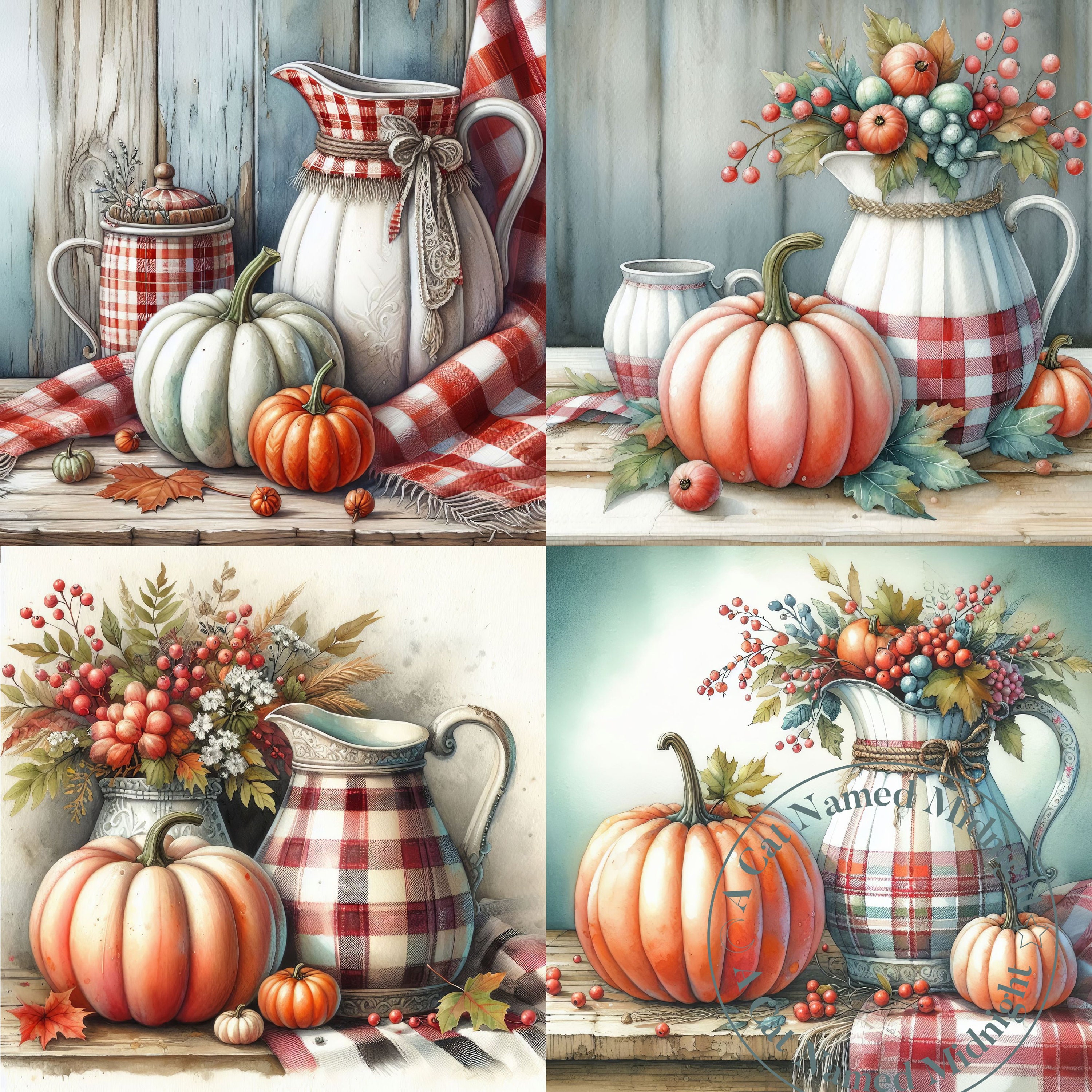 Autumn Clipart 12 Images Watercolor Shabby Chic Pumpkins Fall Clip Art ...