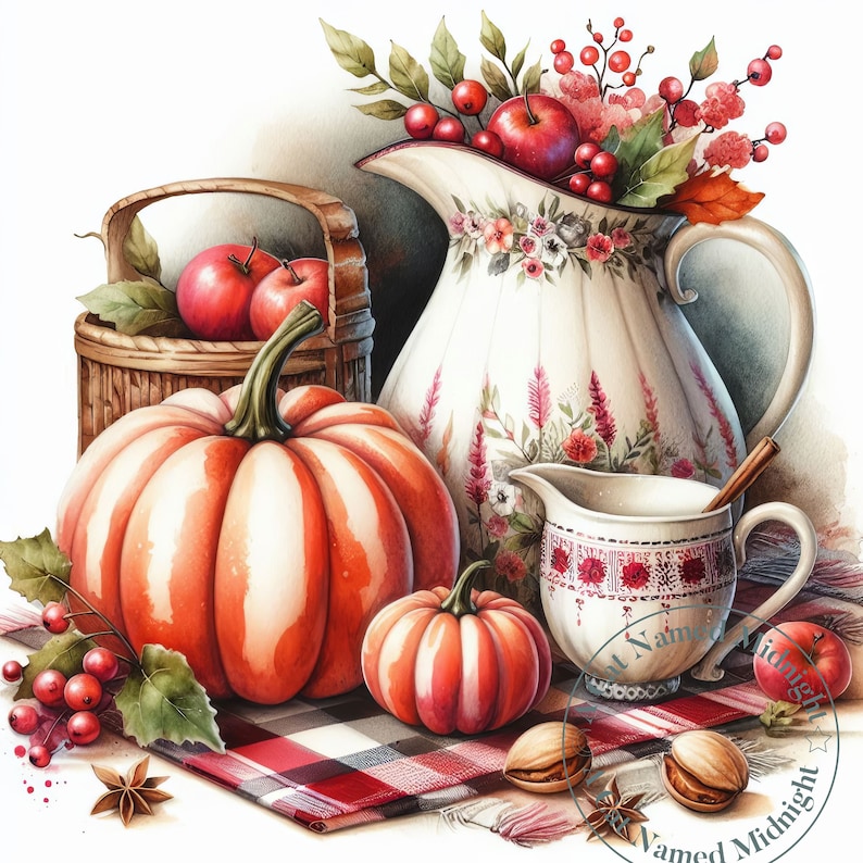 Autumn Clipart 12 Images Watercolor Shabby Chic Pumpkins Fall Clip Art ...