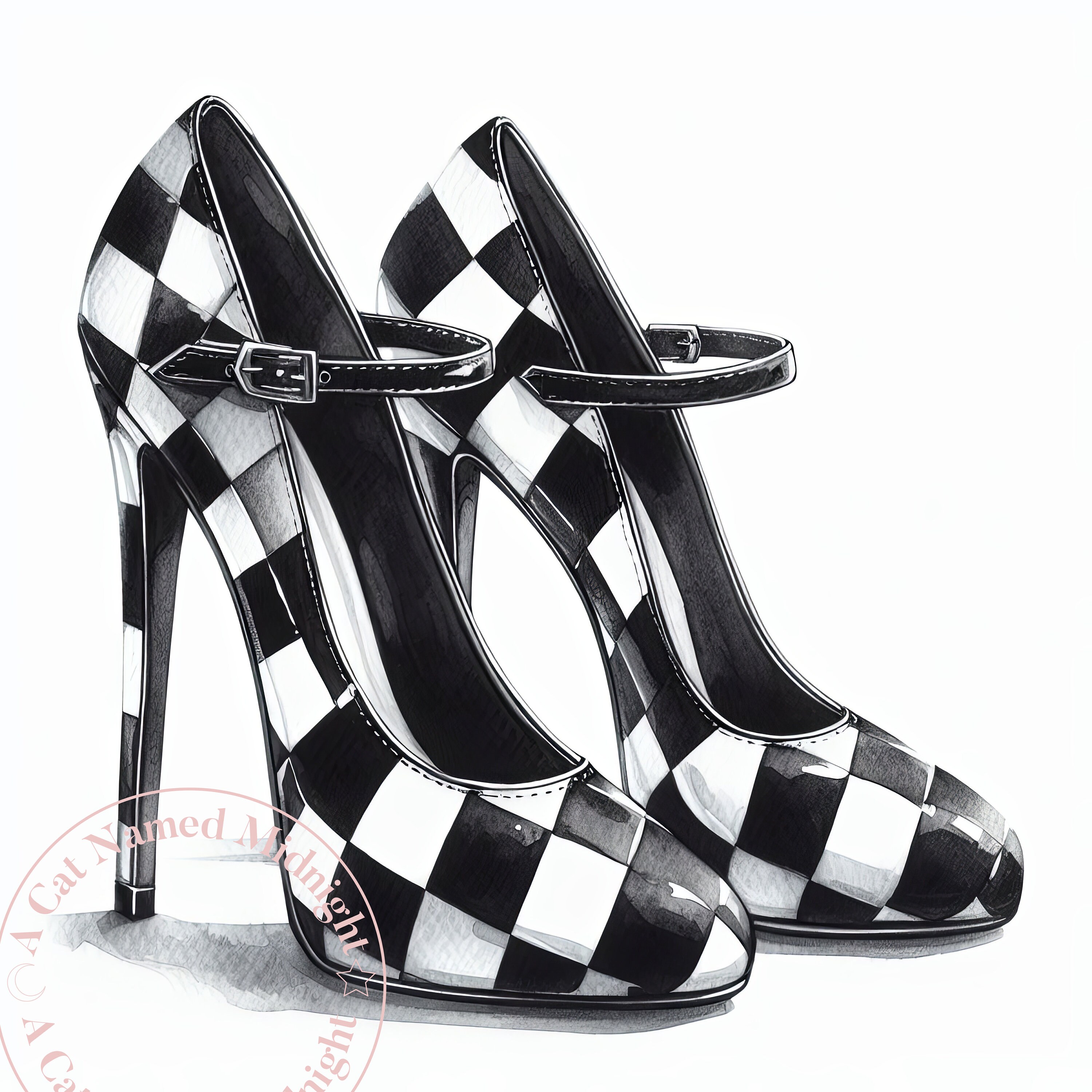 10 枚の白黒チェック柄ハイヒール クリップアート バンドル 水彩ハイヒール クリップアート レディース シューズ 画像 結婚式 ブライダル プロム  ダウンロード可能 - Etsy 日本, image size:3000x3000