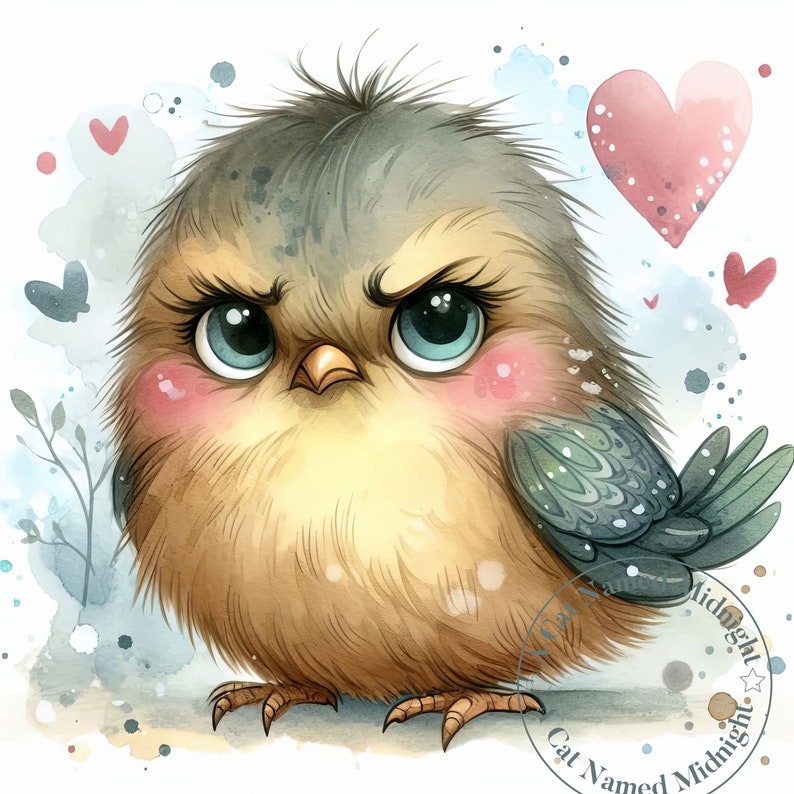 12 Quirky Grumpy Bird Clipart JPG Silly Goofy Birds Clip Art Bundle ...