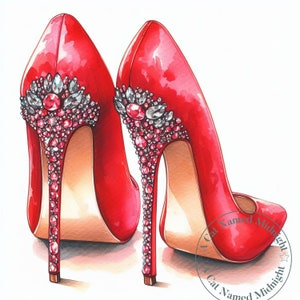 Red High Heels Clip Art 10 Watercolor High Heels Clipart Bundle Womens Shoe Images Prom Quinceanera Downloadable Printable Rhinestone