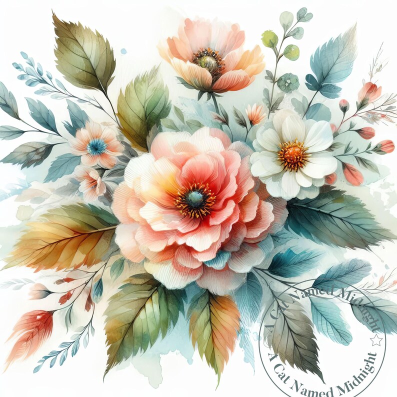 Watercolor Rose Clipart Rose Images 16 High Quality Jpgs Shabby Chic