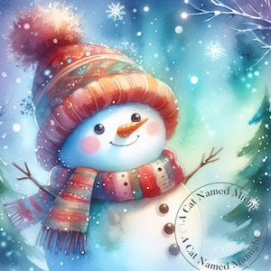 Skurrile süße kleine Schneemann Clipart 13 JPG Bilder Weihnachten Schneemann Clip Art Weihnachten Aquarell Bundle Digital Download Weihnachtskarte Bilder